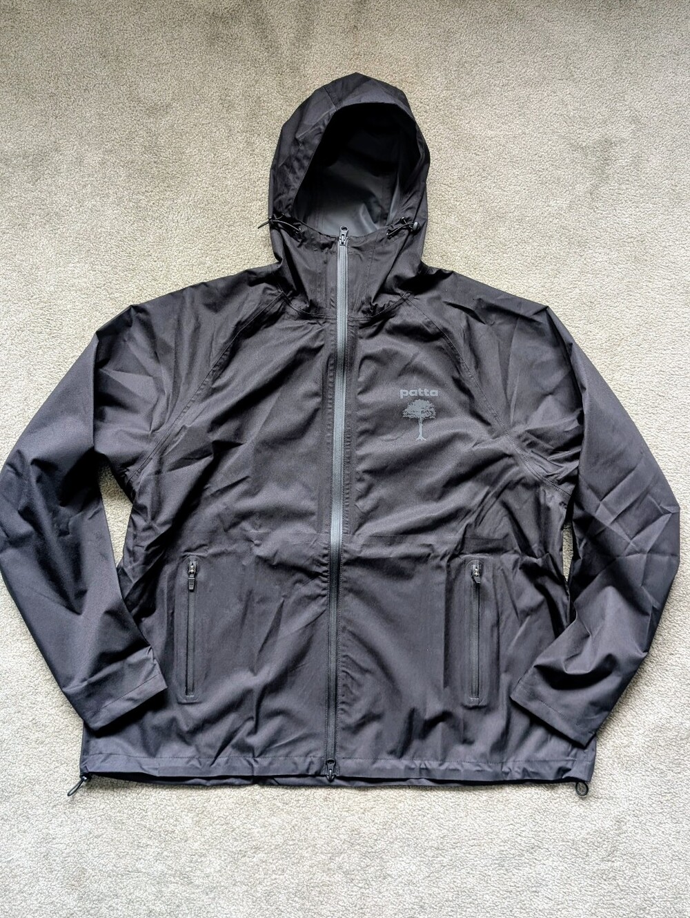 Patta 3M Reflective Black Waterproof Rain Jacket Mens Size XL